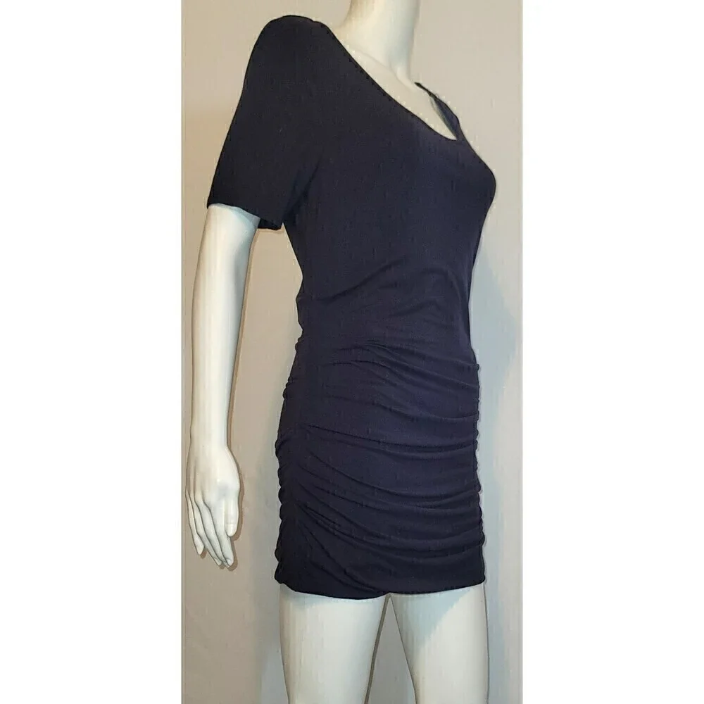 Lysse Navy Blue Marais Scrunched Knee-Length Dress Size M